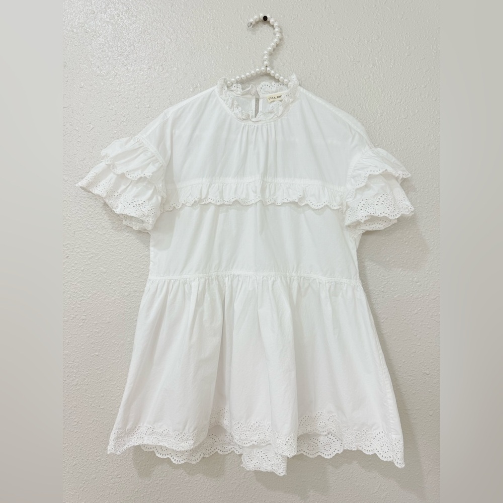 Ulla Johnson Leonie Blouse Blanc White Eyelet Tiered Size XS-S